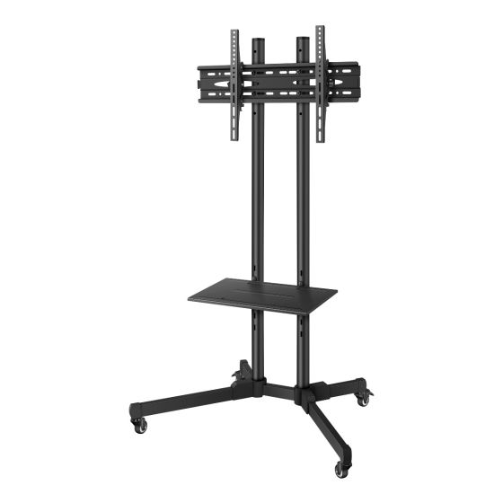 Soporte móvil para pantallas de 19” a 83”, con repisa 